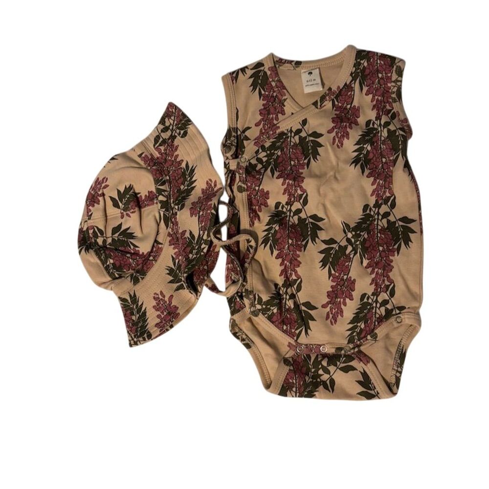 Kate Quinn Baby Girls' Floral Sleeveless Bodysuit & Hat 6-12M